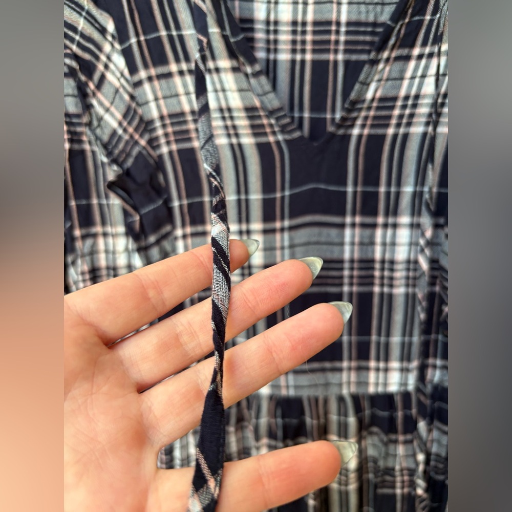 Loft Plaid Ruffle V Neck Dress - Picture 5 of 8
